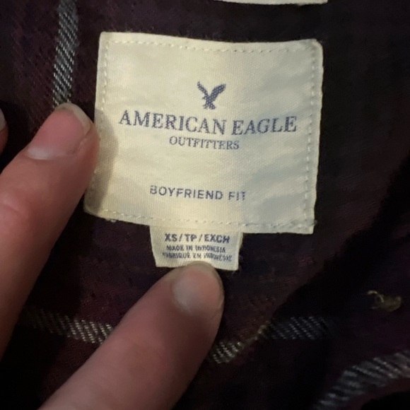 American Eagle Outfitters Purple Soft Plaid Shirt - Picture 3 of 5